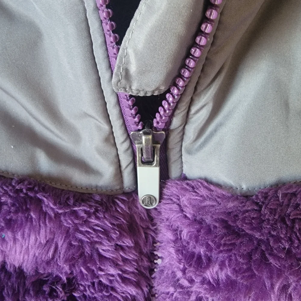 Snuggly Lands End purple fleece jacket kids sz 14 - Picture 7 of 11